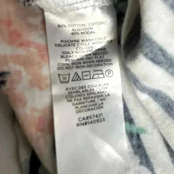 Loft Women's V-Neck Striped Floral T-Shirt Multicolor Size L - Picture 7 of 9